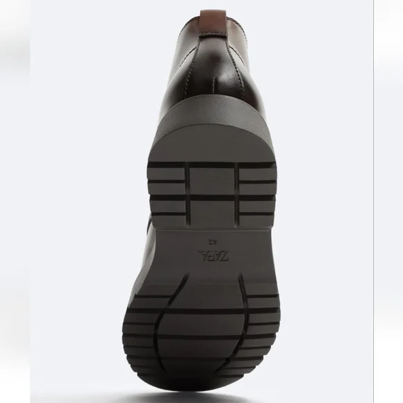 ❌️SOLD❌️ZARA LACE UP CHUNKY BOOTS BROWN SIZE 9 - Picture 4 of 6